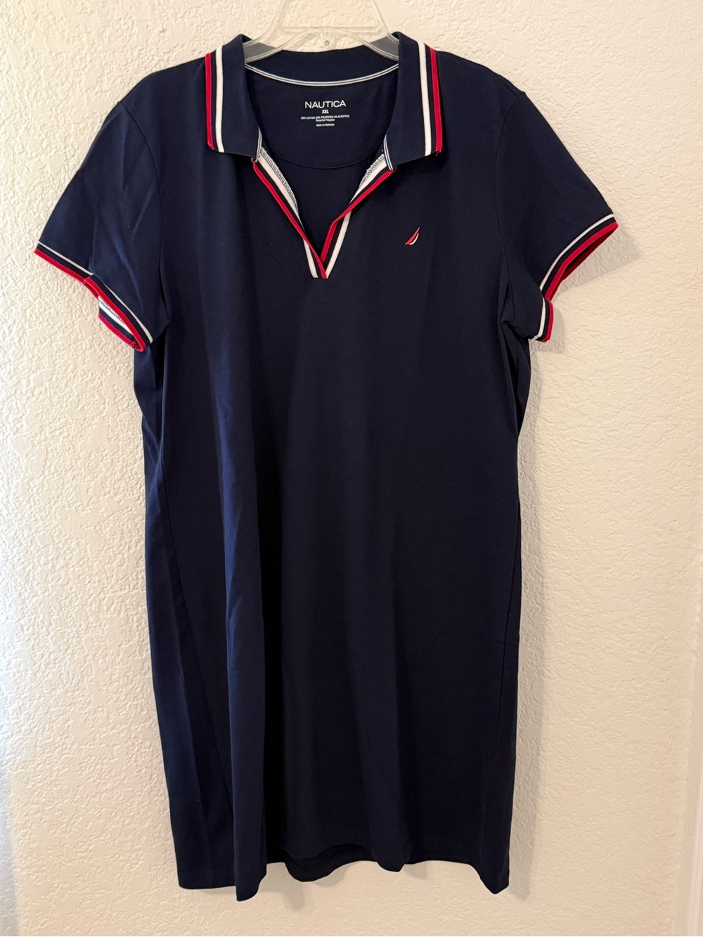 Nautica Women Polo Dress Navy Blue Preppy Nautical Golf Sport Casual Size XXL
